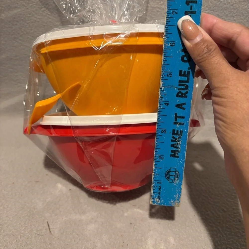 New Tupperware Medium Bowls with Lids yellow and red
